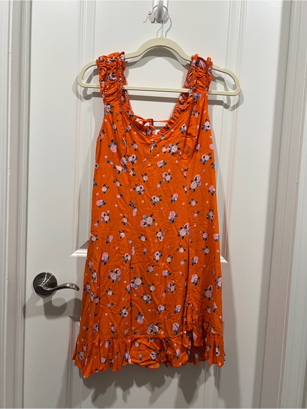 Free People Citrus Ruffle Tie-Back Sundress in Bright Orange